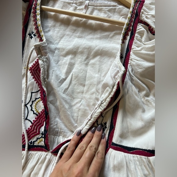 Free People Cream Midi Dress with Red Embroidery - Picture 9 of 12